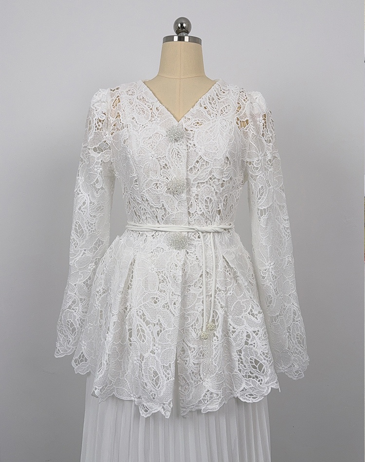 Inside the ride lace shirt slim sling skirt 3pcs set