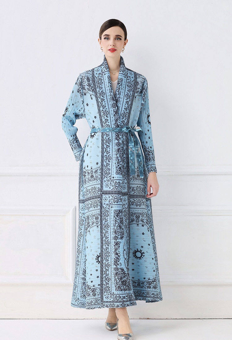 Large yard printing fold loose autumn Pleats Please coat