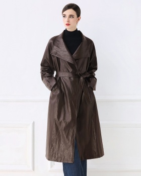 PU retro windbreaker simple coat