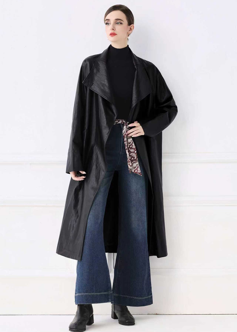 PU retro windbreaker simple coat