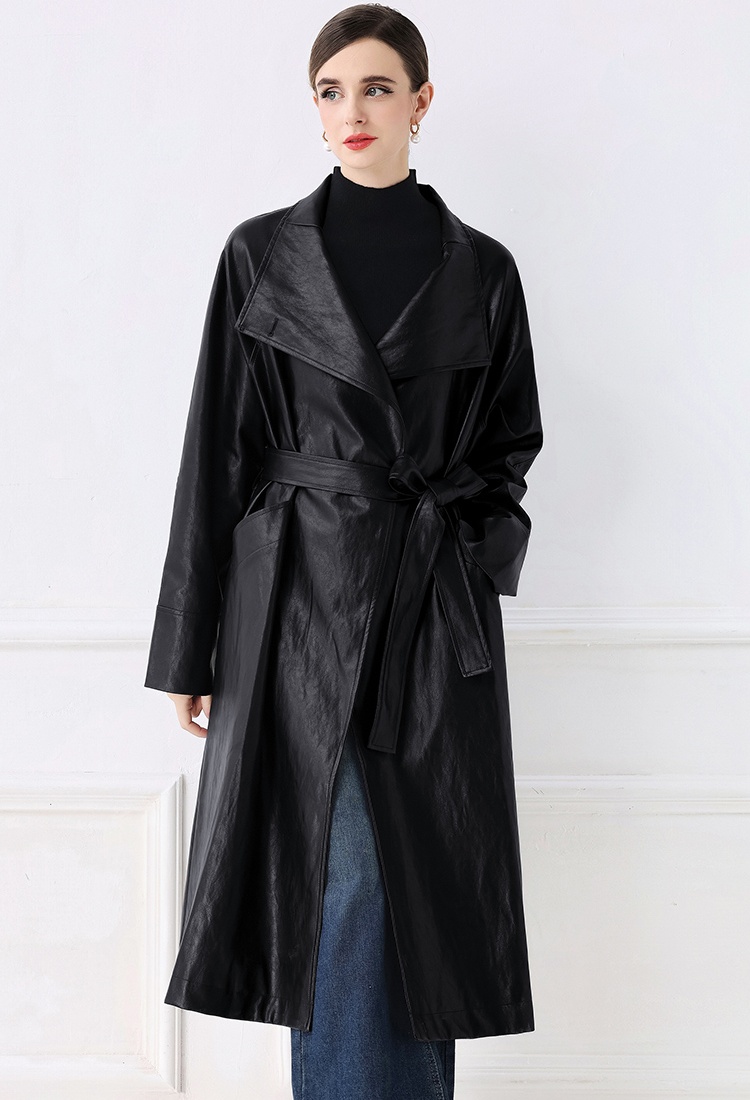 PU retro windbreaker simple coat