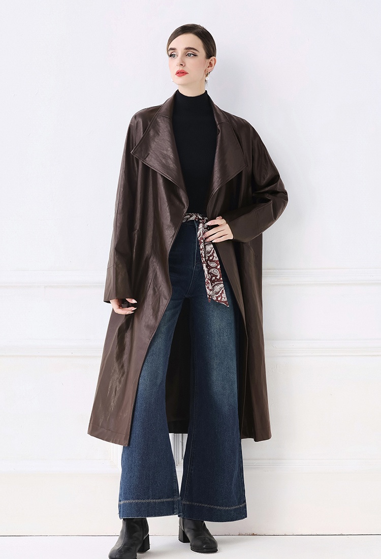 PU retro windbreaker simple coat