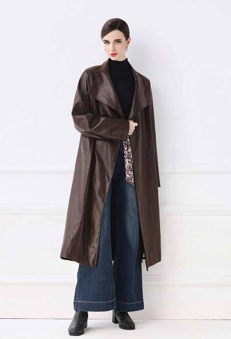 PU retro windbreaker simple coat