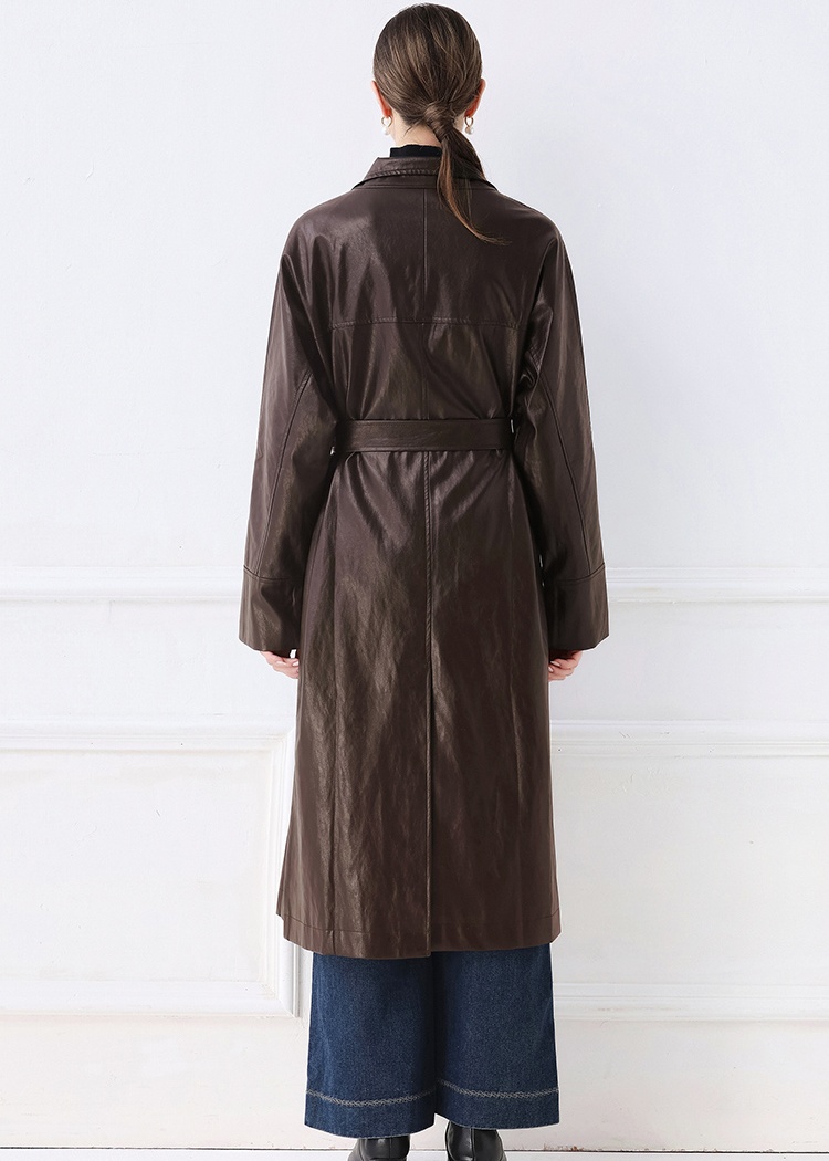 PU retro windbreaker simple coat