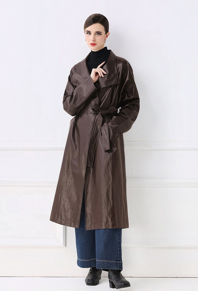 PU retro windbreaker simple coat