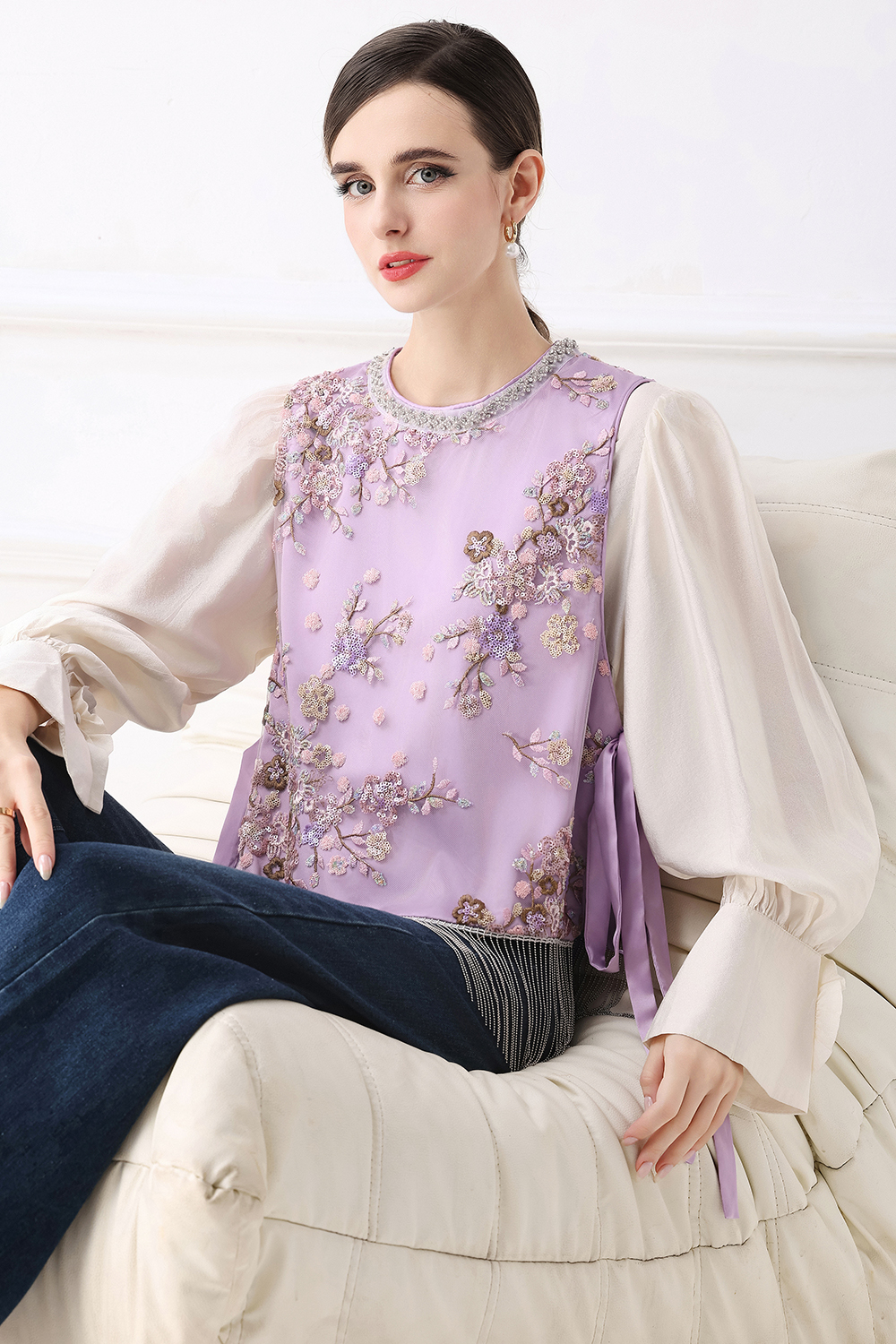 Chinese style embroidery all-match small vest