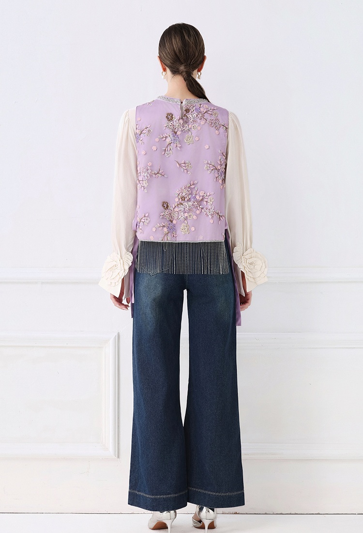 Chinese style embroidery all-match small vest