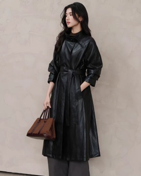 PU simple windbreaker retro coat