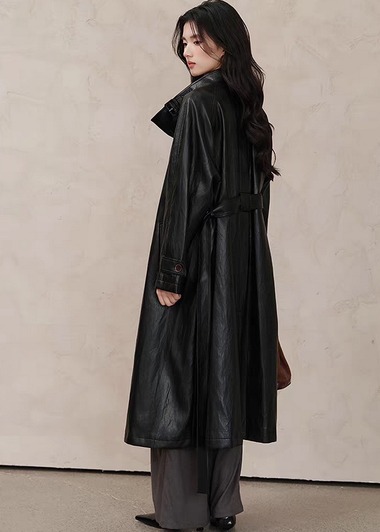 PU simple windbreaker retro coat