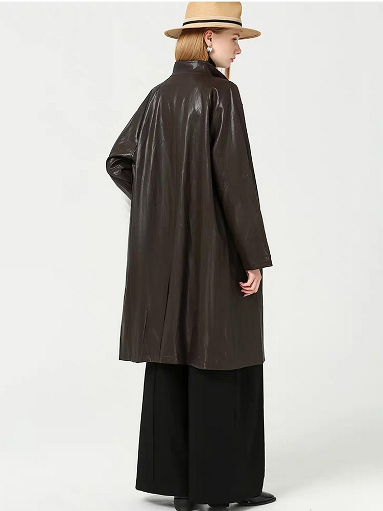 Retro simple coat PU windbreaker