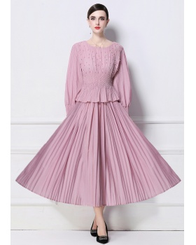Pseudo-two beading Pleats Please dress