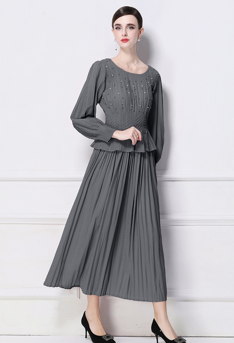 Pseudo-two beading Pleats Please dress