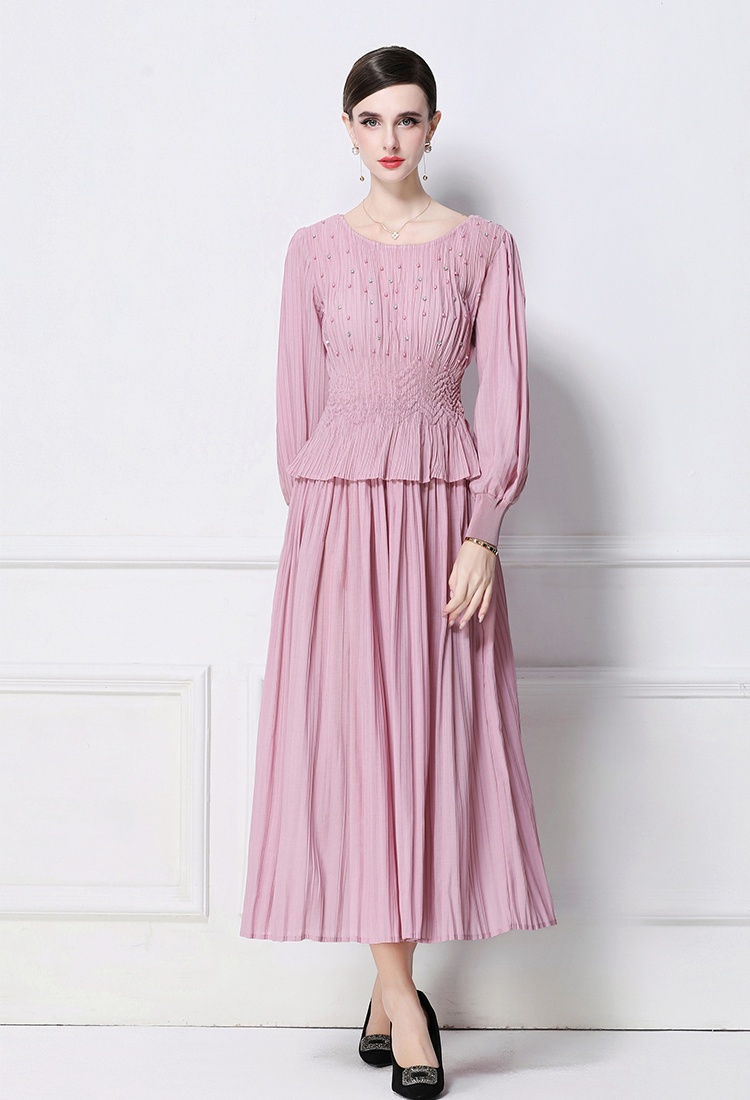 Pseudo-two beading Pleats Please dress