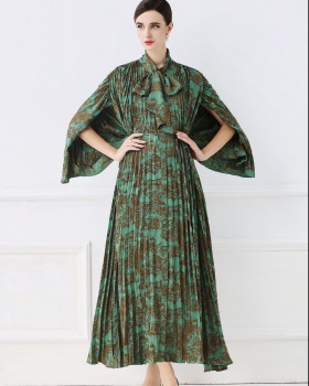 Big skirt fashion round printing fold European style dress