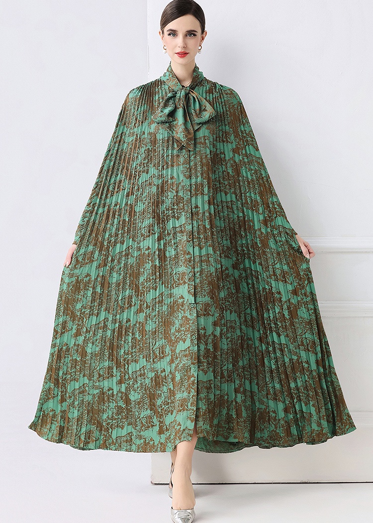 Big skirt fashion round printing fold European style dress