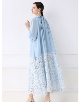 Splice lace embroidery hollow dress
