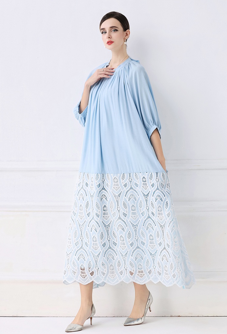 Splice lace embroidery hollow dress