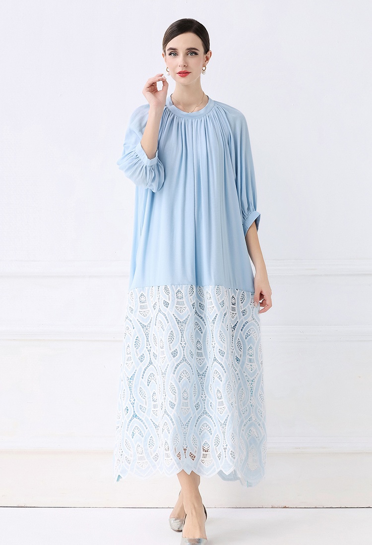 Splice lace embroidery hollow dress