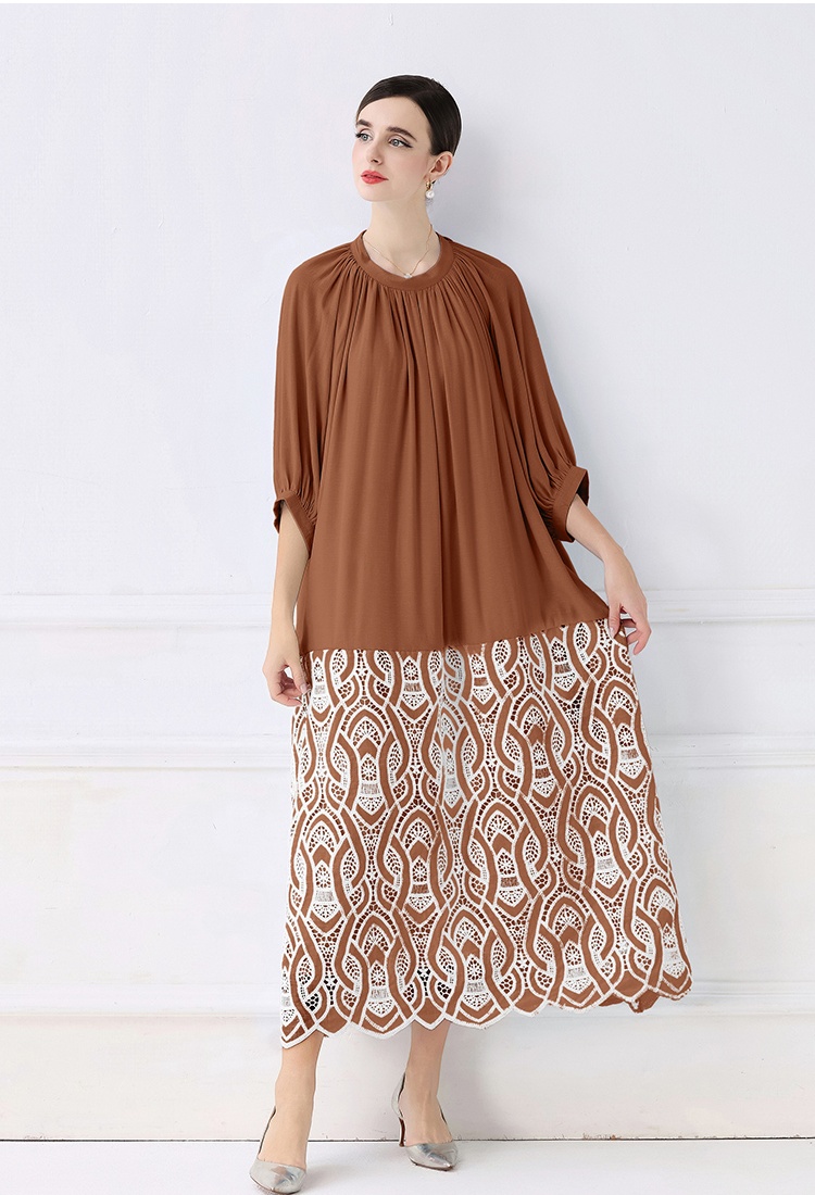 Splice lace embroidery hollow dress