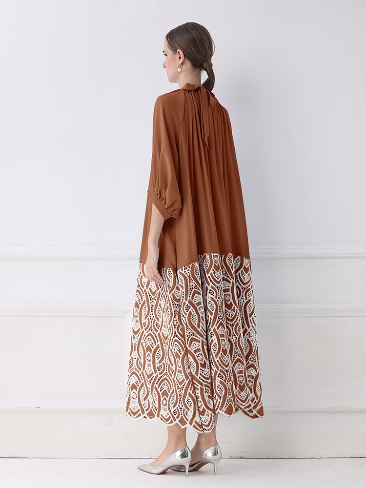 Splice lace embroidery hollow dress