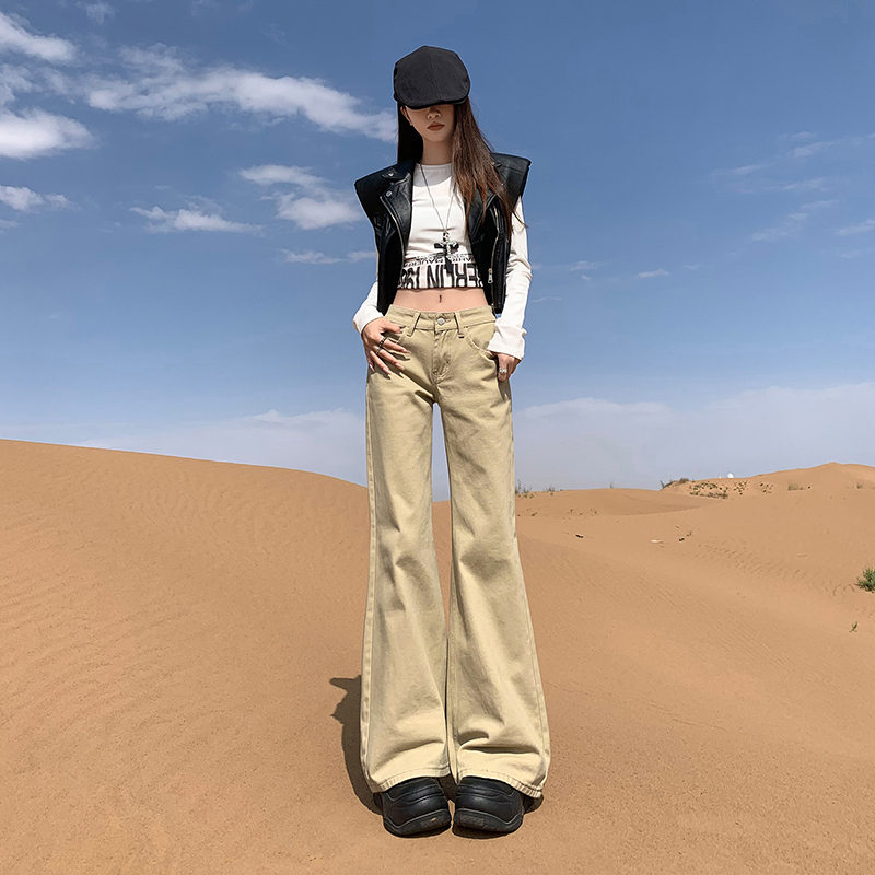 Low-waist American style long pants wide leg flare pants