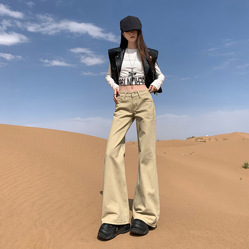 Low-waist American style long pants wide leg flare pants