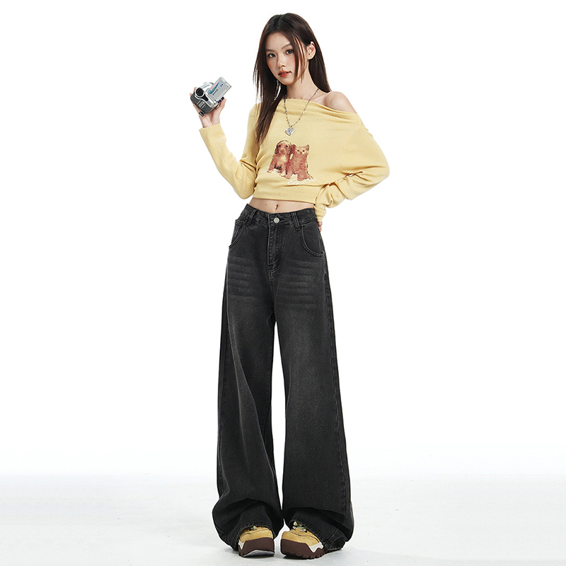 Wide leg long pants American style pants for women