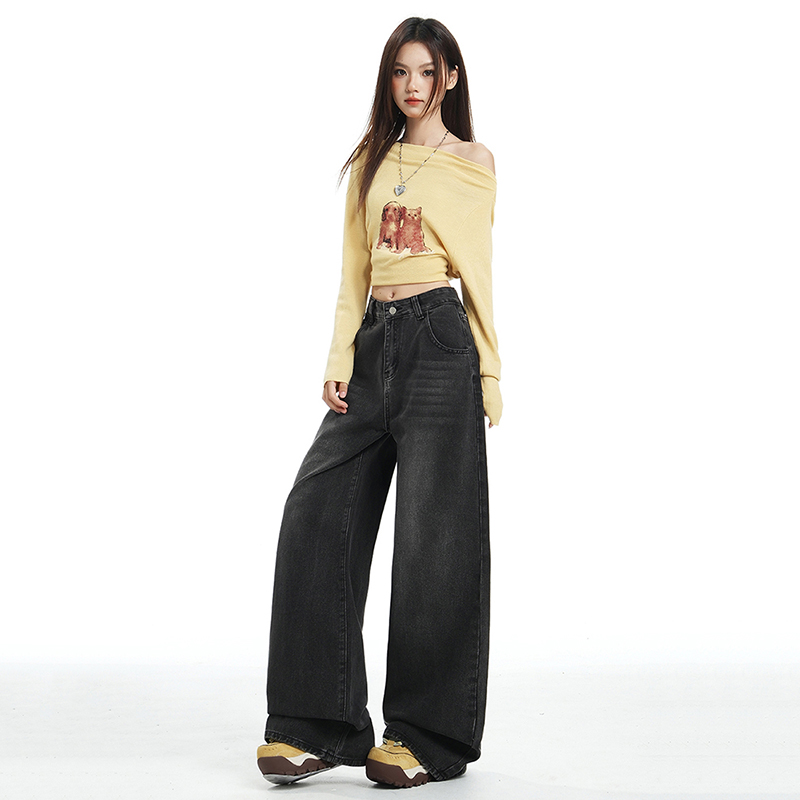 Wide leg long pants American style pants for women
