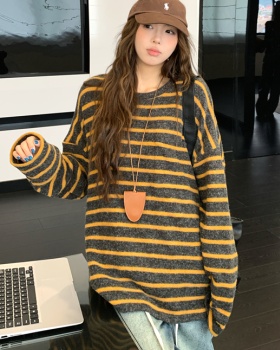 Stripe sueding tops Casual large yard T-shirt for women