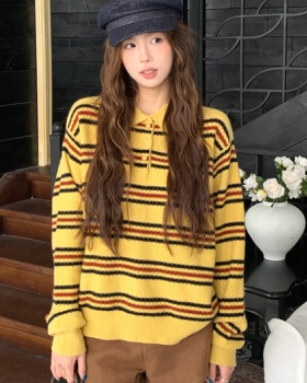 Large yard stripe autumn tops Korean style long sleeve sweater