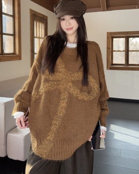 Lazy bow loose sweater autumn and winter thick tops
