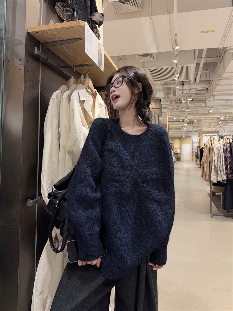 Lazy bow loose sweater autumn and winter thick tops