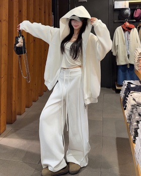 Lounger long sleeve slim hoodie loose large yard coat 2pcs set