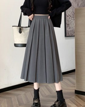 Unique pleated skirt winter woolen long dress