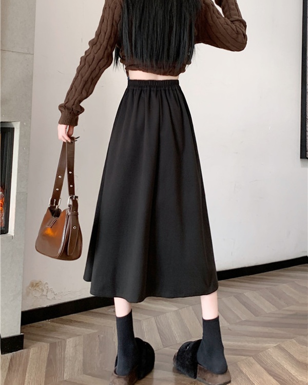 Unique pleated skirt winter woolen long dress