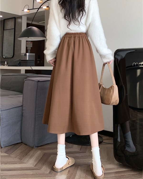 Unique pleated skirt winter woolen long dress