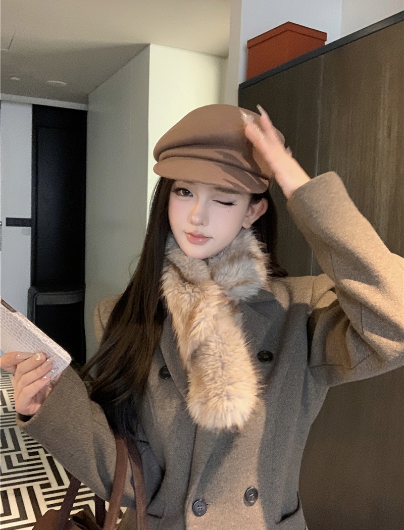 Woolen pinched waist overcoat retro plus cotton coat for women