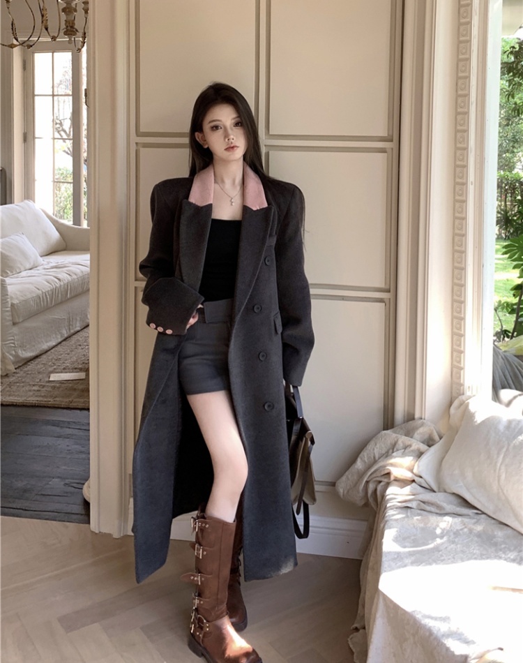 Long business suit woolen overcoat for women