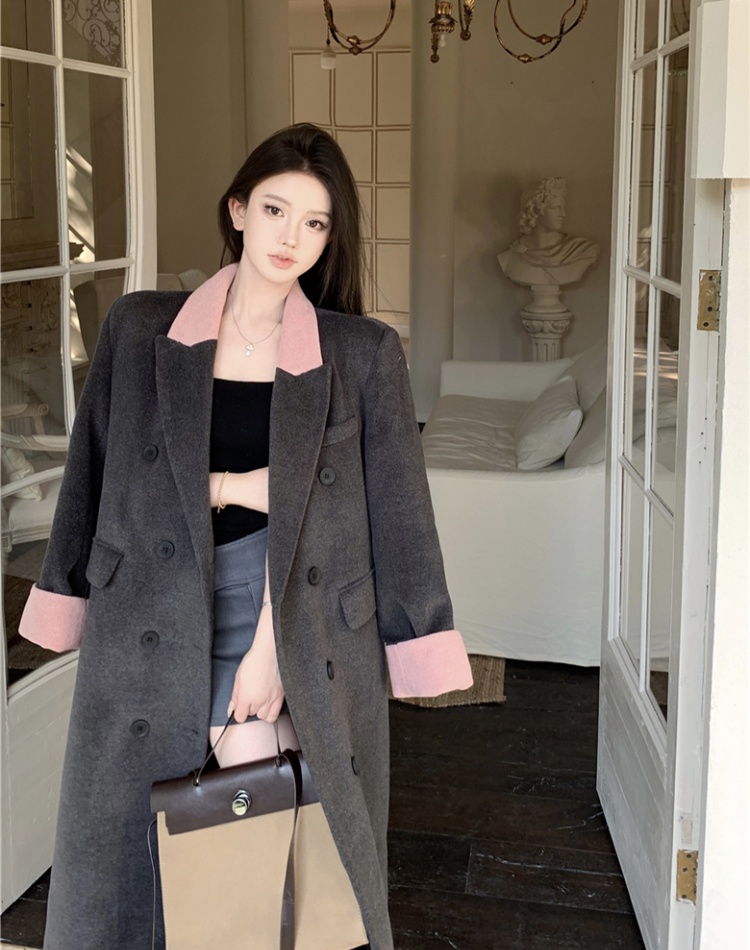 Long business suit woolen overcoat for women