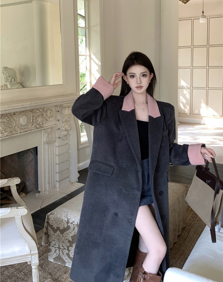 Long business suit woolen overcoat for women