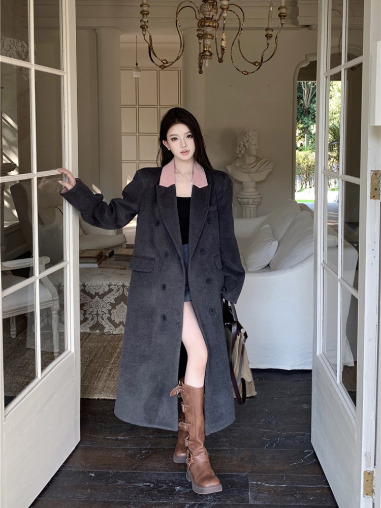 Long business suit woolen overcoat for women