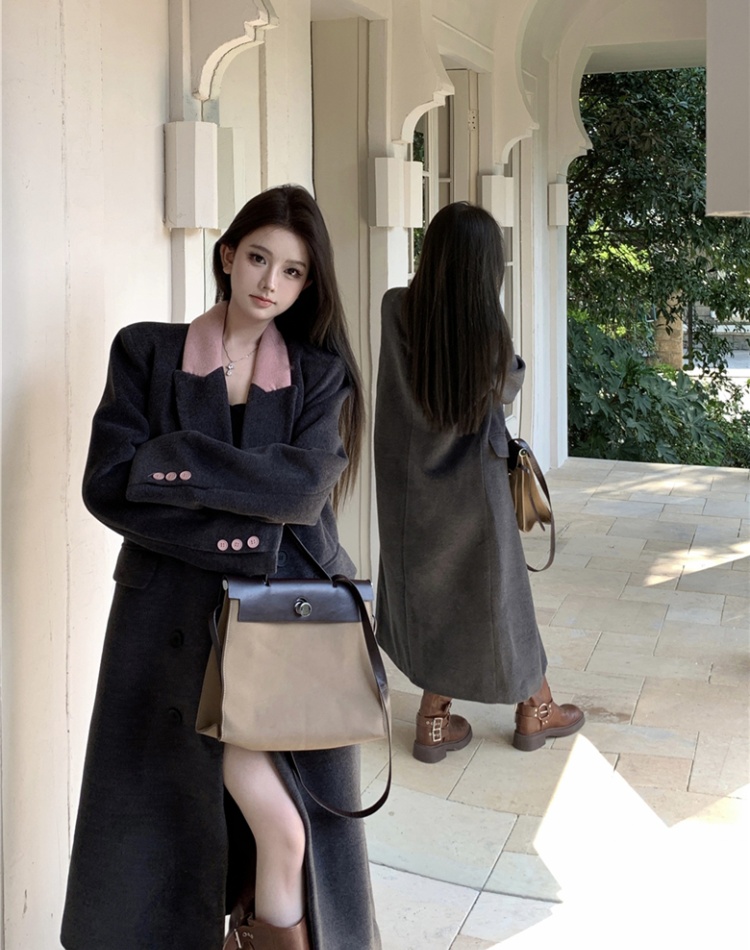 Long business suit woolen overcoat for women