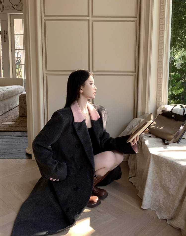 Long business suit woolen overcoat for women