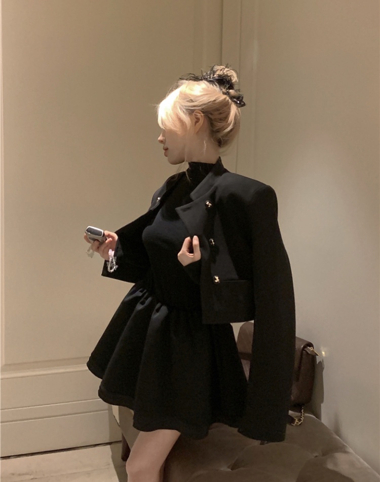 Half high collar dress jacket 2pcs set for women