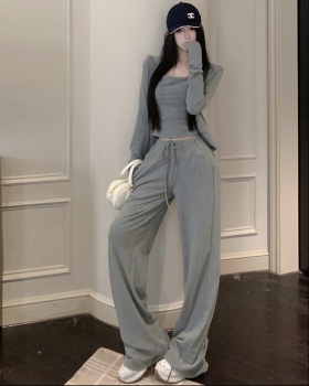 Hooded casual pants all-match T-shirt 3pcs set for women