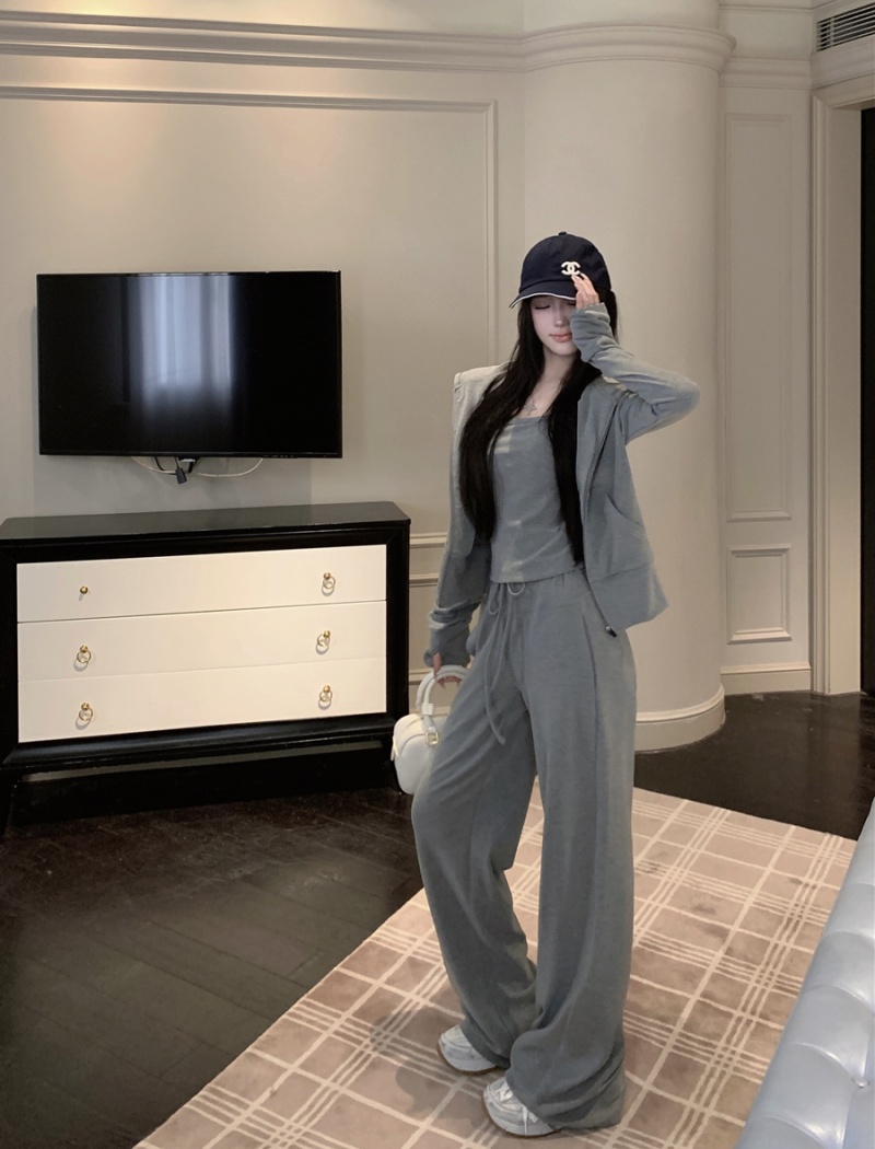 Hooded casual pants all-match T-shirt 3pcs set for women