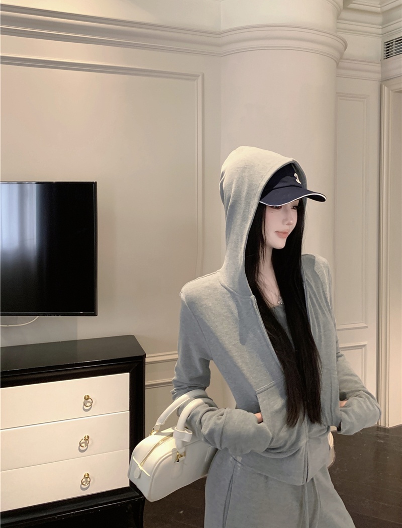 Hooded casual pants all-match T-shirt 3pcs set for women