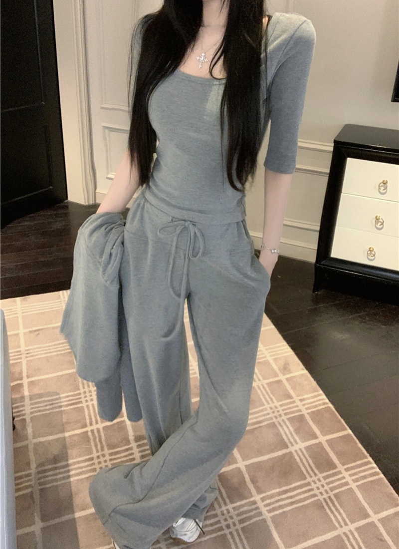 Hooded casual pants all-match T-shirt 3pcs set for women