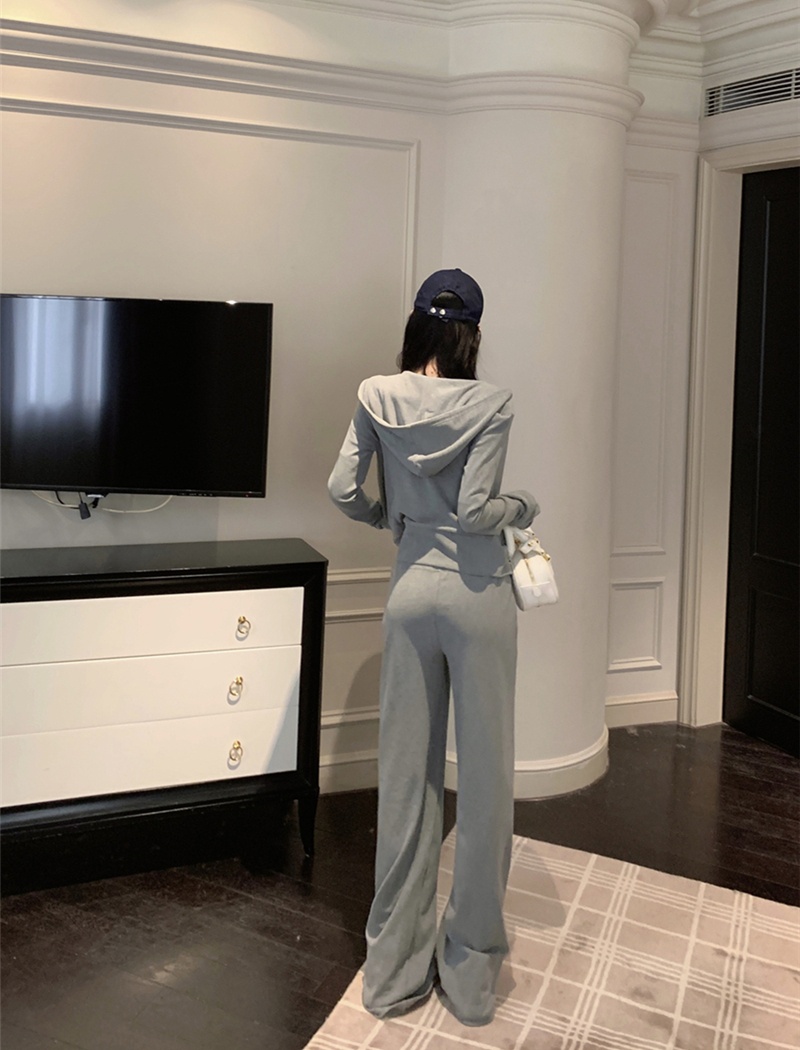 Hooded casual pants all-match T-shirt 3pcs set for women