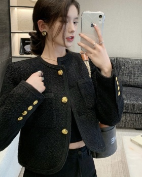 Weave short slim autumn woolen coat for women